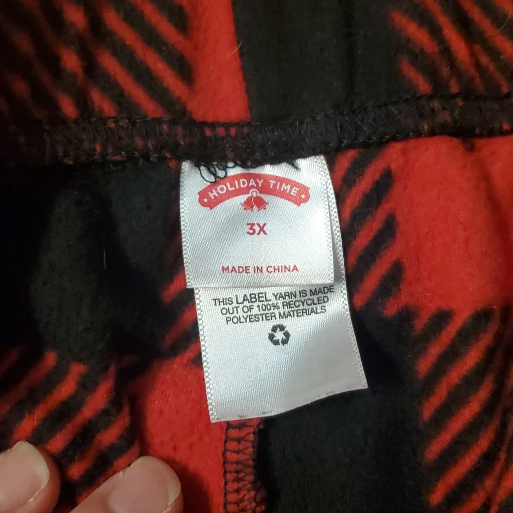 Holiday Time Red and Black‎ Plaid Fleece Jogger Pants Pajamas Size 3X Womens